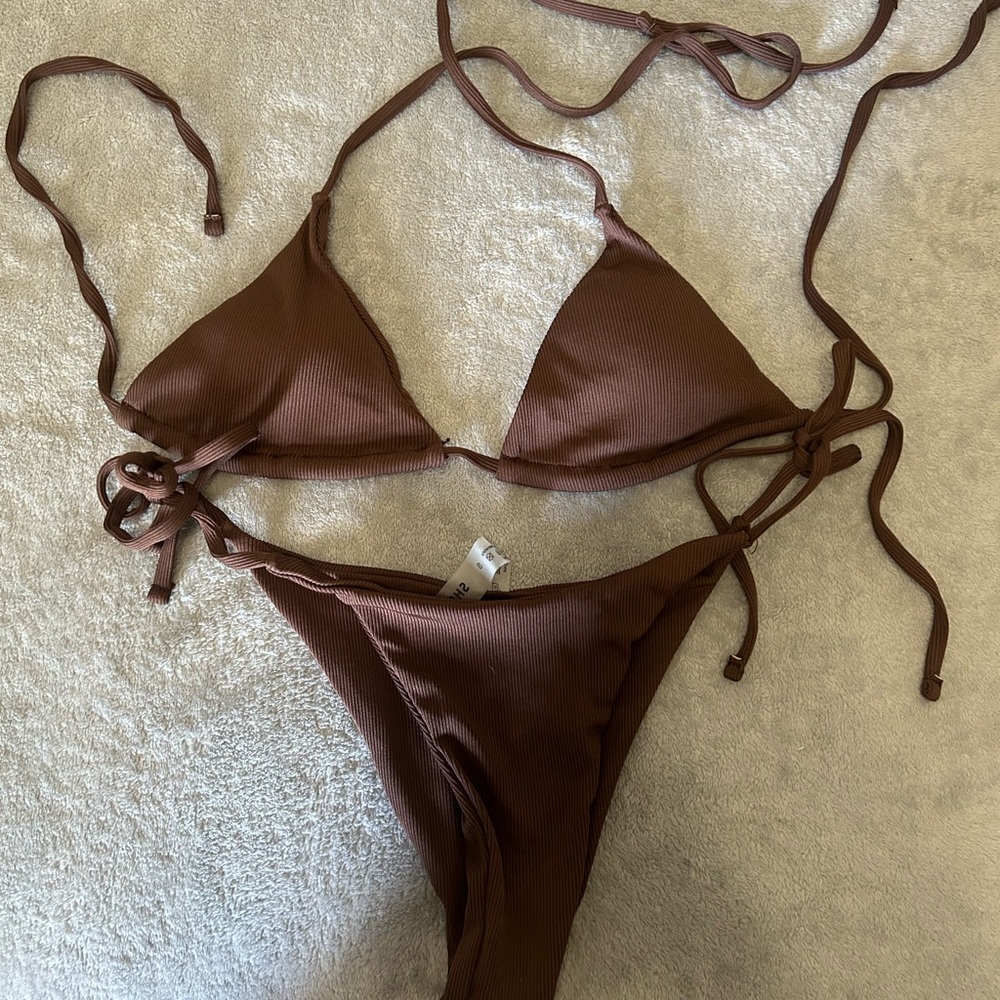 Brown Triangle Bikini Set